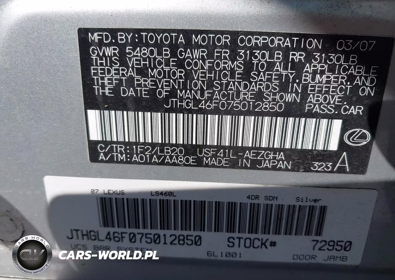 2007 Lexus Ls 460 L VIN:JTHGL46F075012850 - 9
