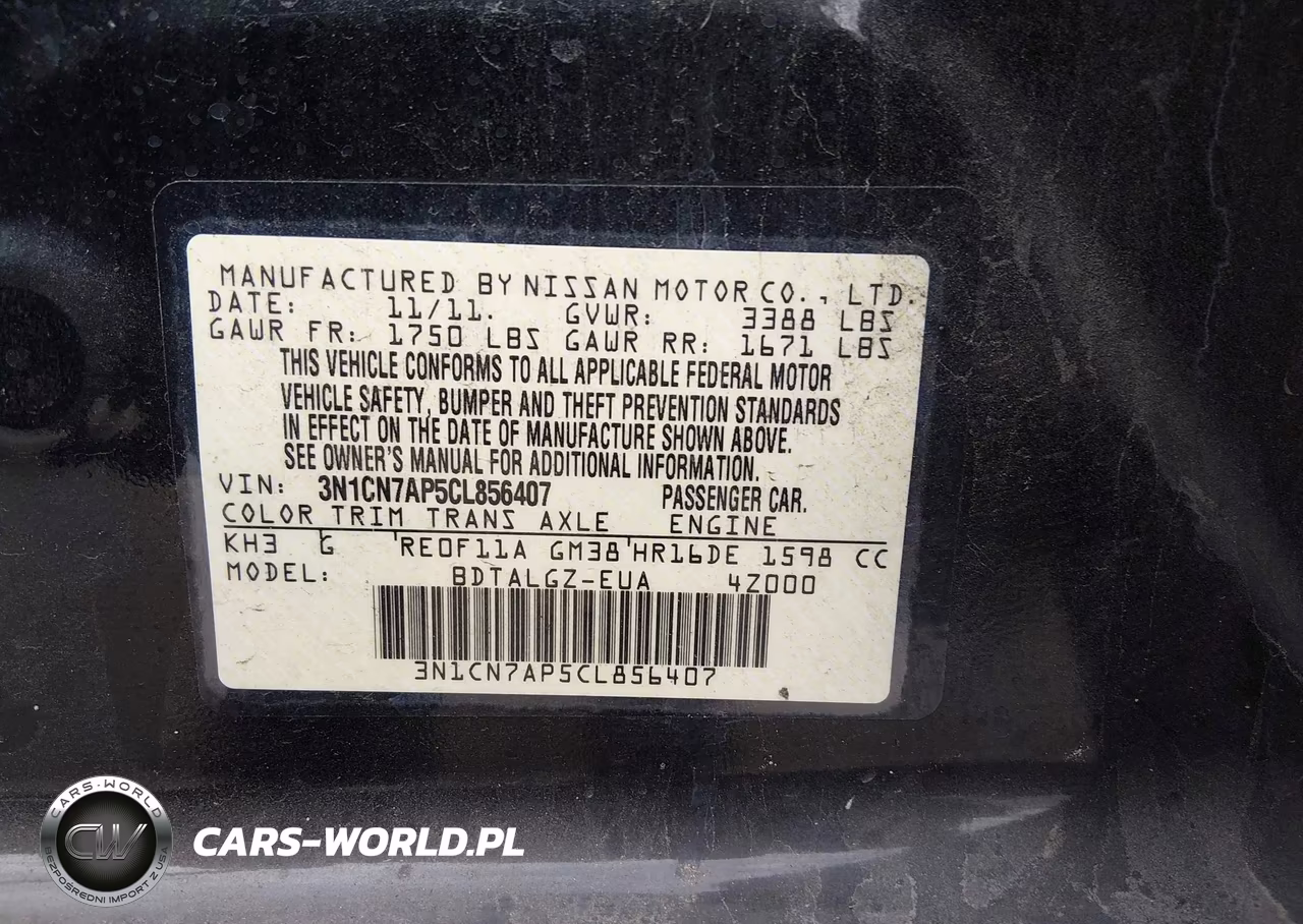 2012 Nissan Versa 1.6 Sl VIN:3N1CN7AP5CL856407 - 9