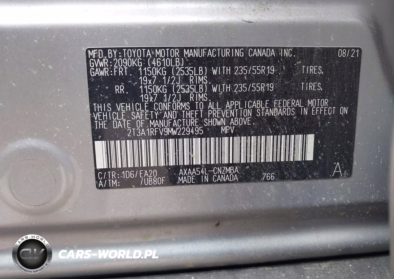 2021 Toyota Rav4 Xle Premium VIN:2T3A1RFV9MW229495 - 9