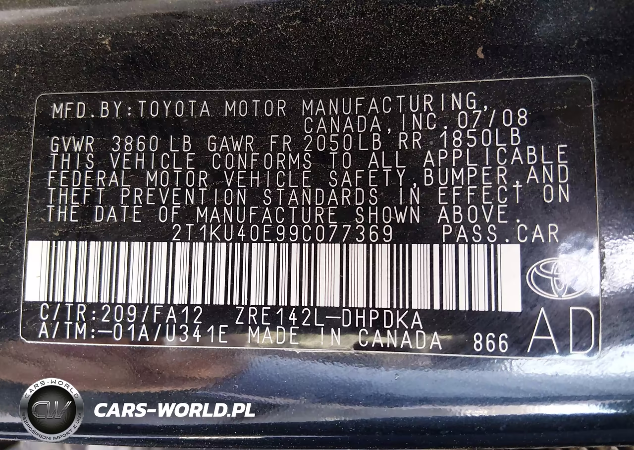 2009 Toyota Matrix VIN:2T1KU40E99C077369 - 9