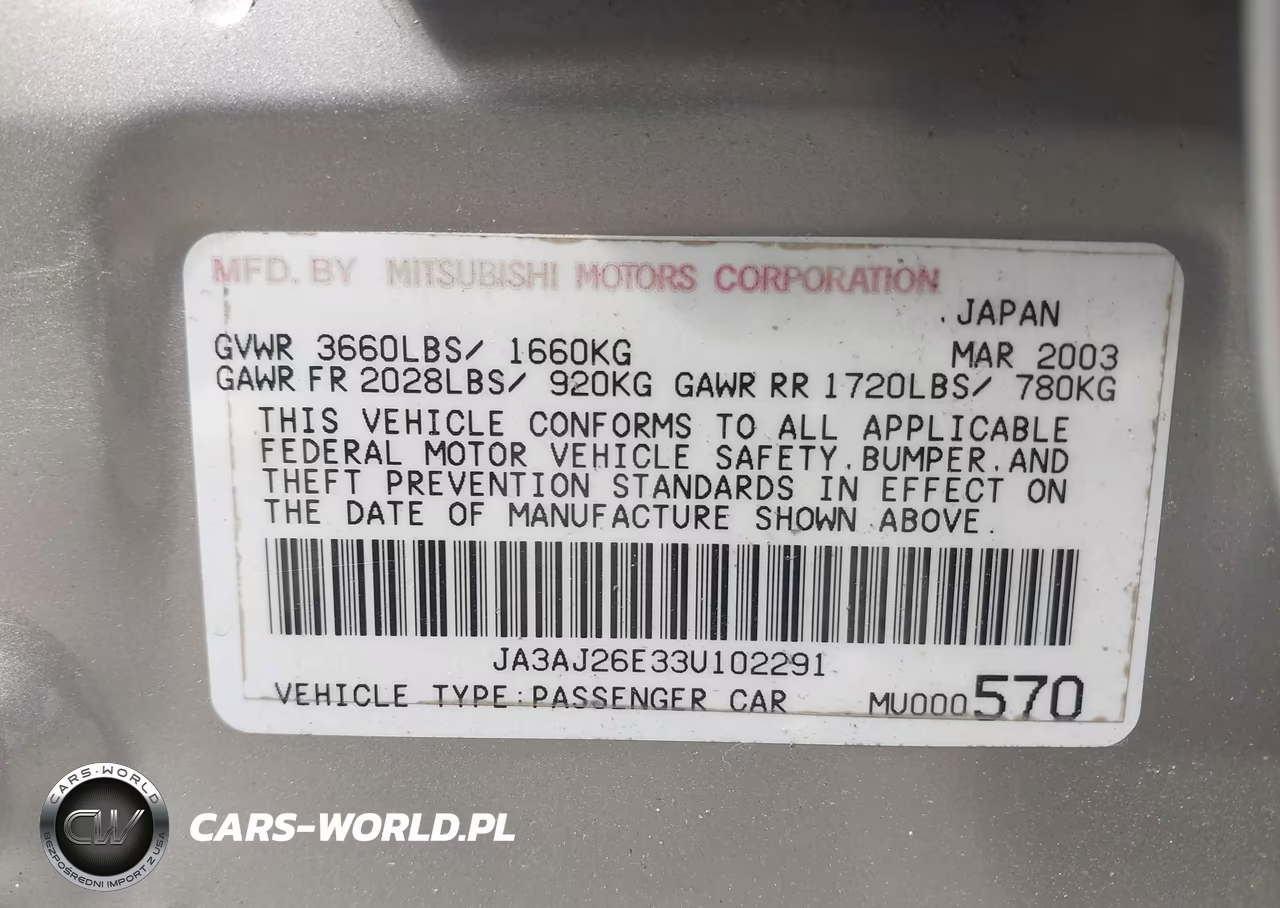 2003 Mitsubishi Lancer Es VIN:JA3AJ26E33U102291 - 9