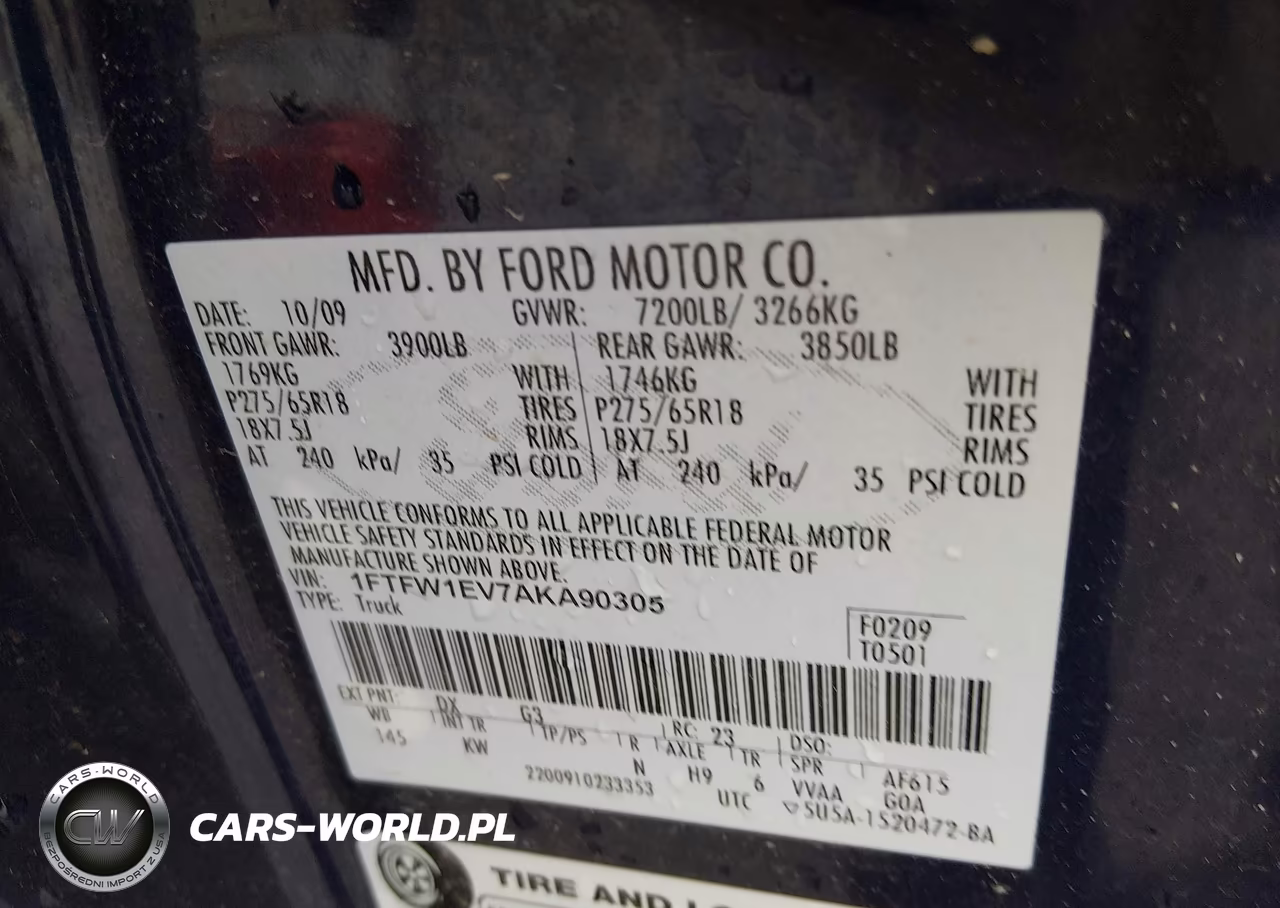 2010 Ford F-150 Fx4-Harley-Davidson-King Ranch-Lariat-Platinum-Xl-Xlt VIN:1FTFW1EV7AKA90305 - 9