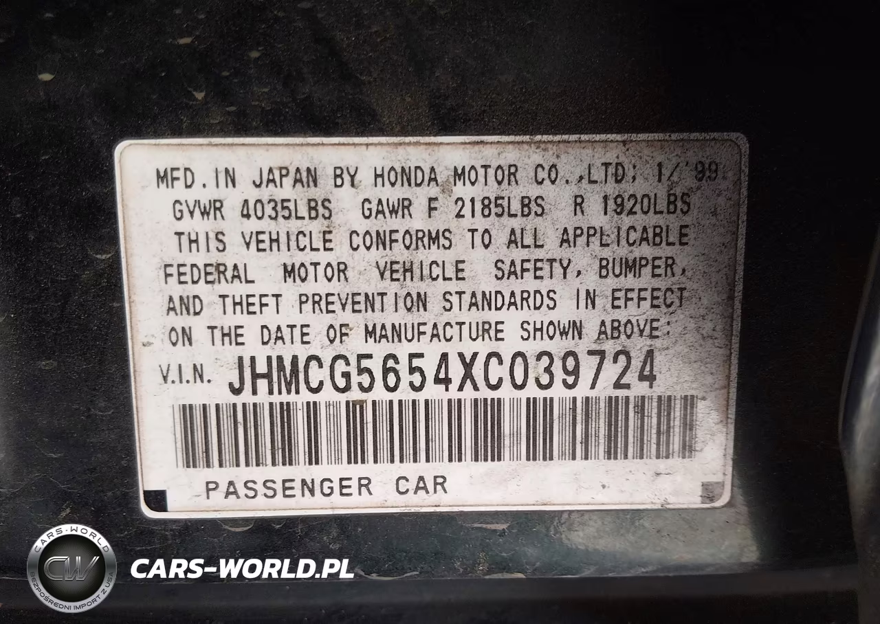 1999 Honda Accord Ex VIN:JHMCG5654XC039724 - 9