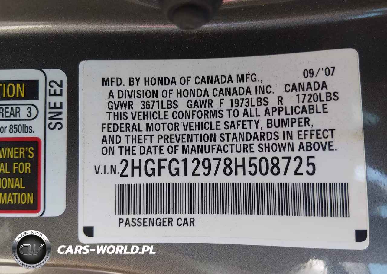 2008 Honda Civic Ex-L VIN:2HGFG12978H508725 - 9