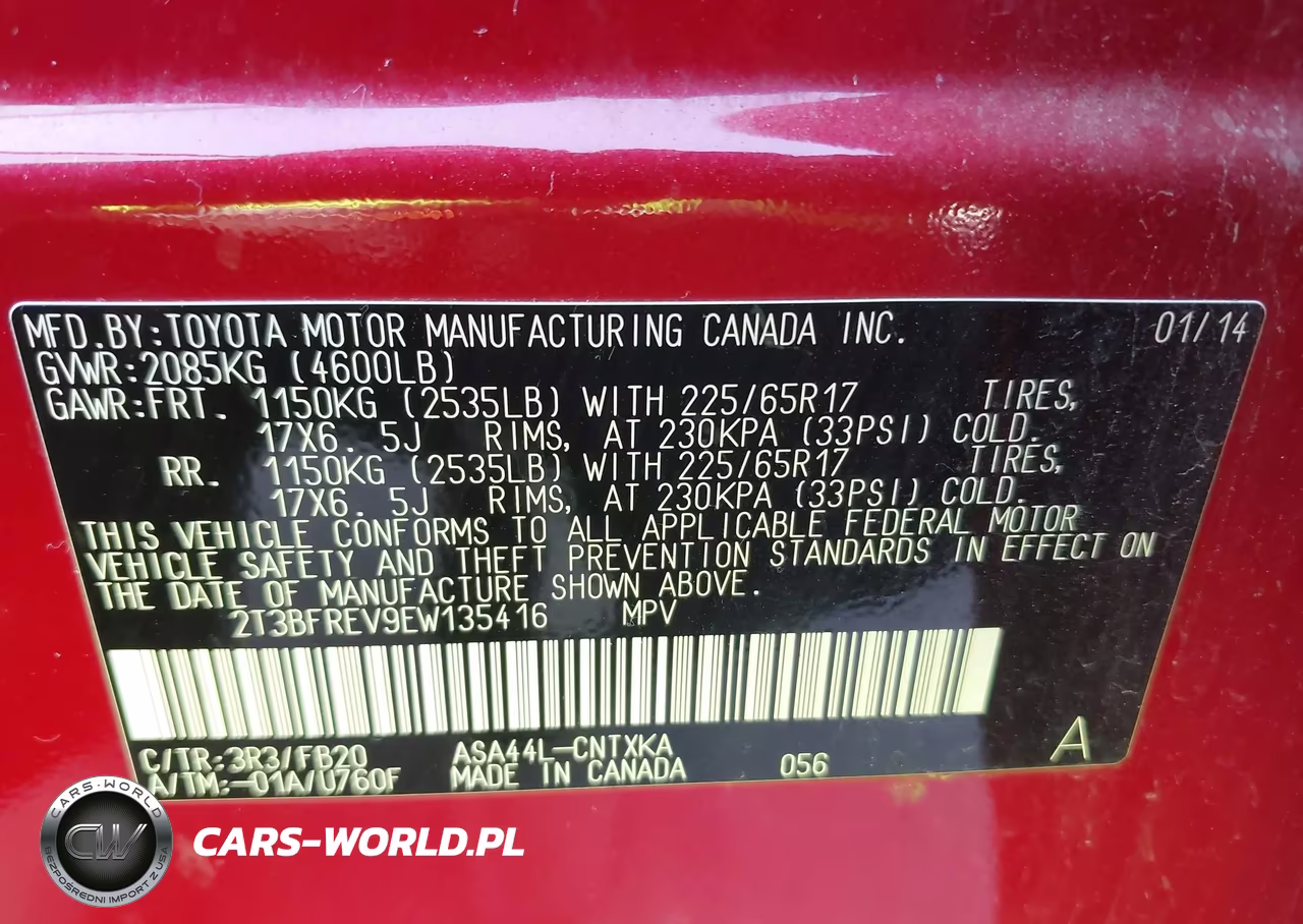 2014 Toyota Rav4 Le VIN:2T3BFREV9EW135416 - 9