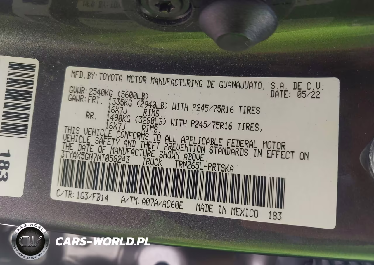 2022 Toyota Tacoma Sr VIN:3TYAX5GN7NT058243 - 9