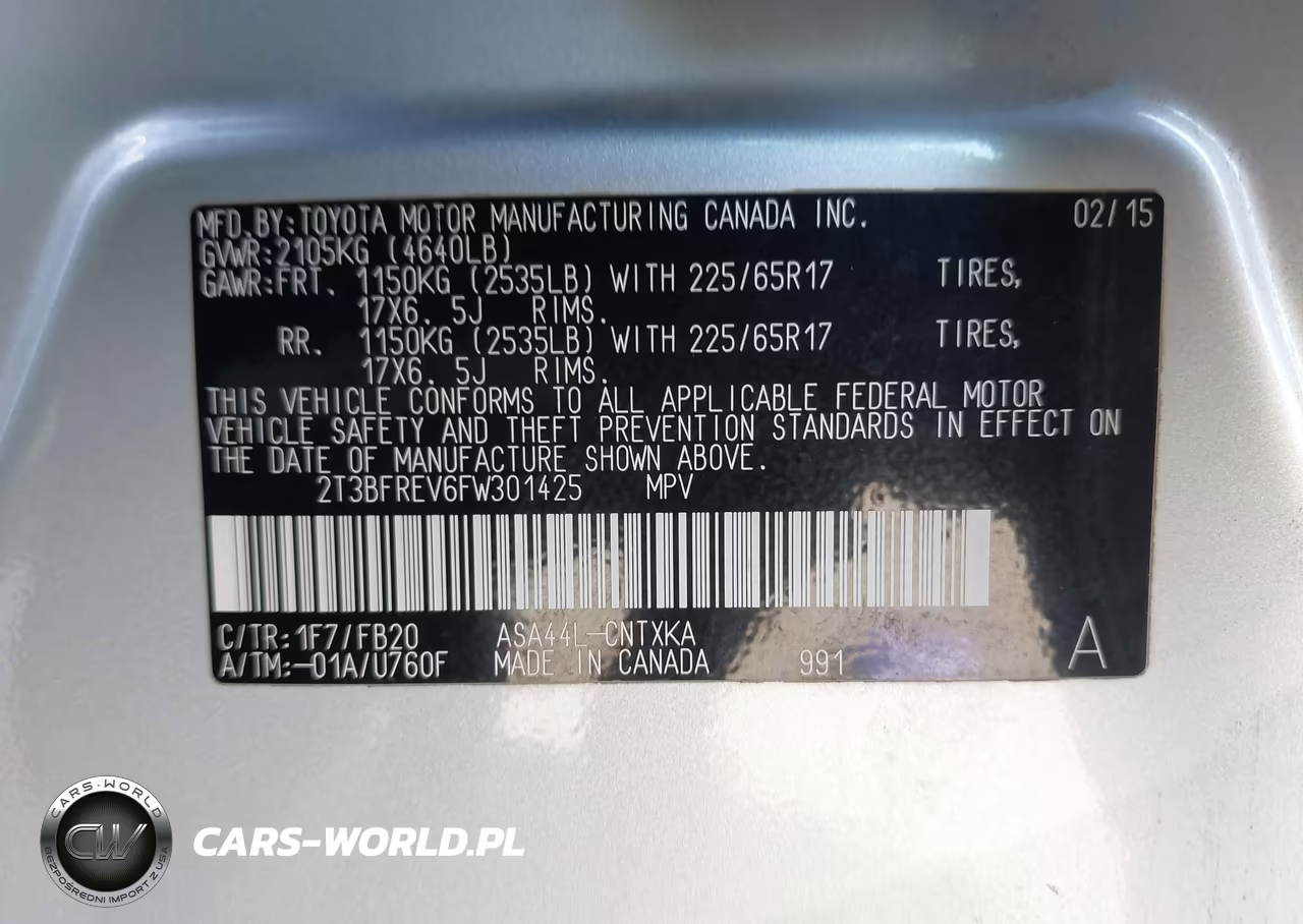 2015 Toyota Rav4 Le VIN:2T3BFREV6FW301425 - 9