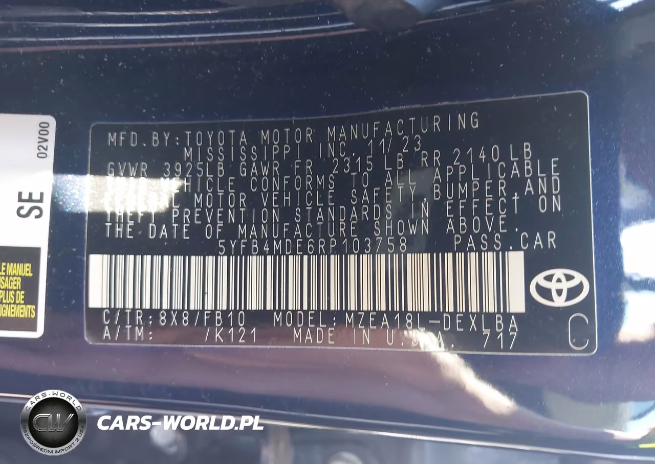 2024 Toyota Corolla Le VIN:5YFB4MDE6RP103758 - 9