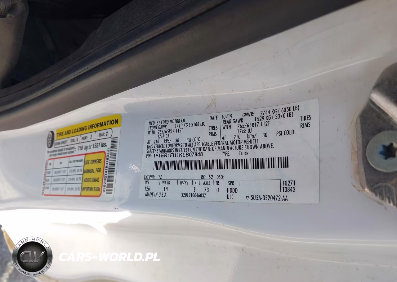 2019 Ford Ranger Xl VIN:1FTER1FH1KLB07848 - 9
