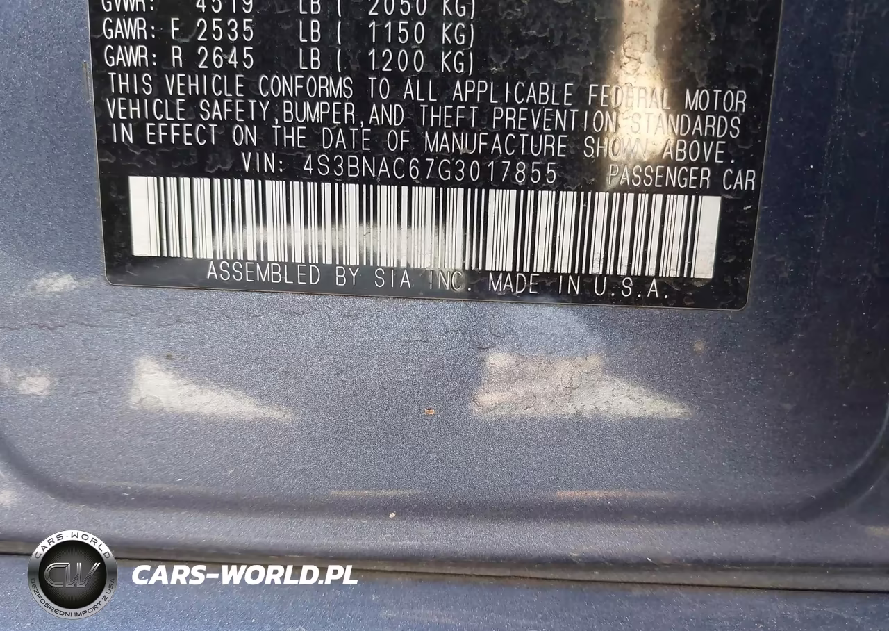 2016 Subaru Legacy 2.5I Premium VIN:4S3BNAC67G3017855 - 9