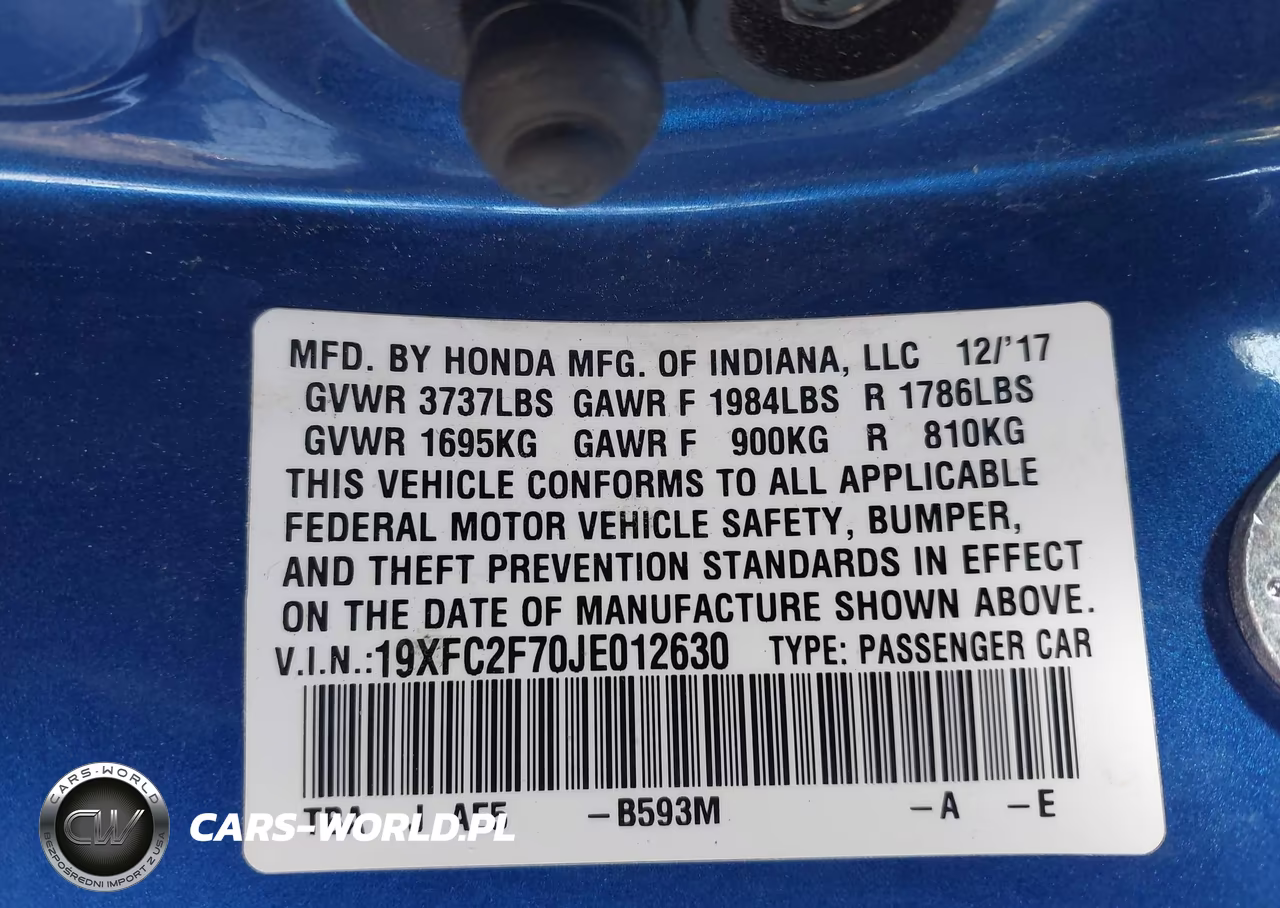 2018 Honda Civic Ex VIN:19XFC2F70JE012630 - 9