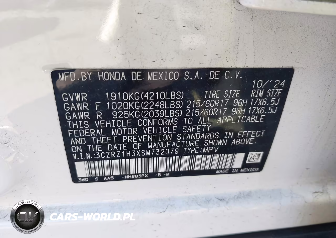 2025 Honda Hr-V 2Wd Lx VIN:3CZRZ1H3XSM732079 - 9