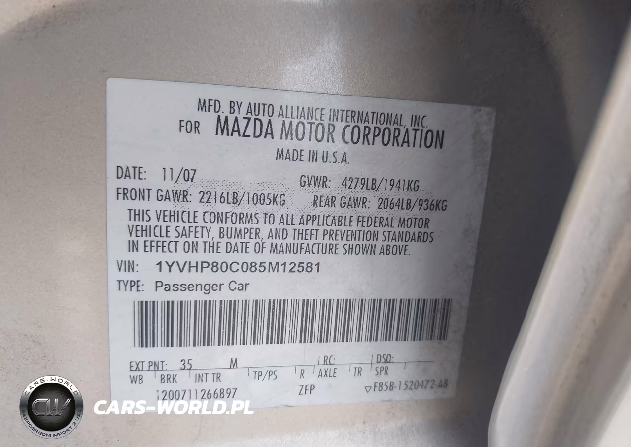 2008 Mazda Mazda6 I Sport Ve VIN:1YVHP80C085M12581 - 9