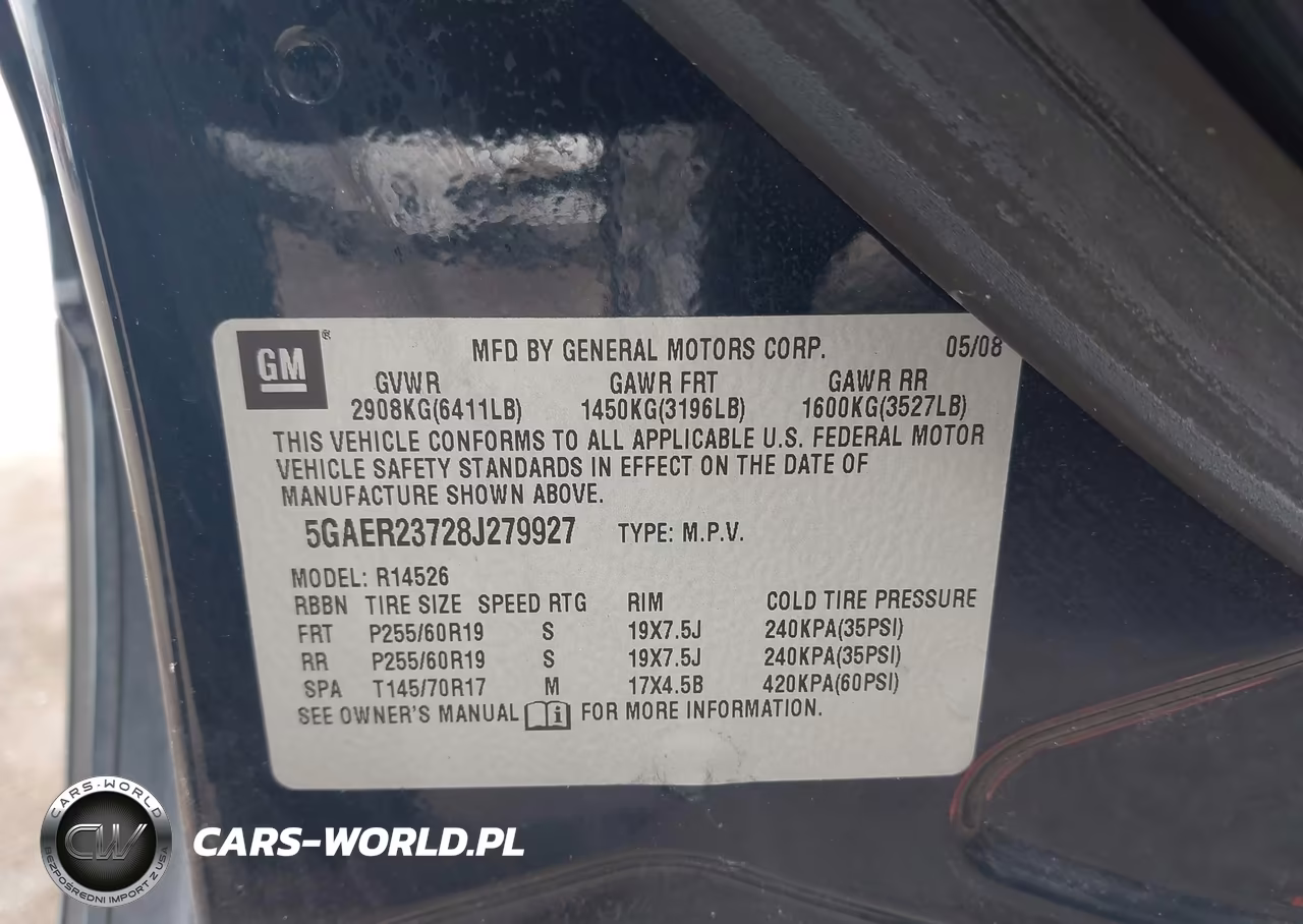 2008 Buick Enclave Cxl VIN:5GAER23728J279927 - 9