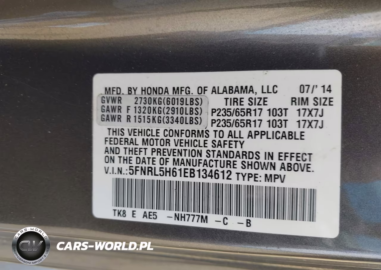 2014 Honda Odyssey Ex-L VIN:5FNRL5H61EB134612 - 9