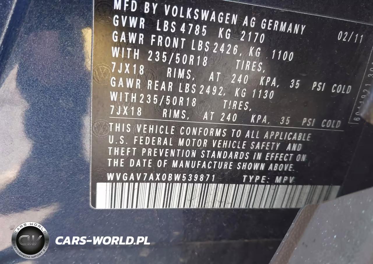 2011 Volkswagen Tiguan Se VIN:WVGAV7AX0BW539871 - 9