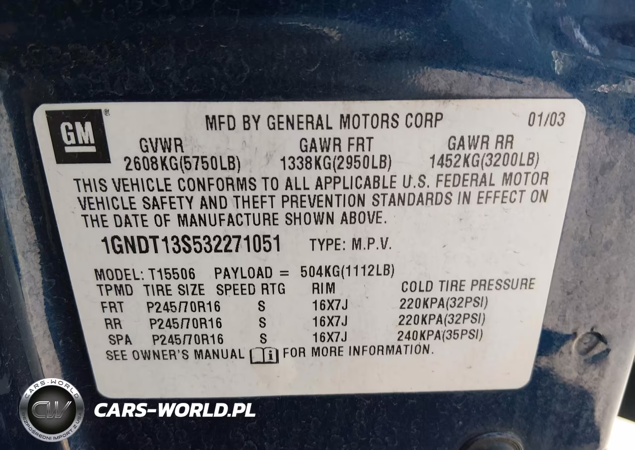 2003 Chevrolet Trailblazer Lt VIN:1GNDT13S532271051 - 9