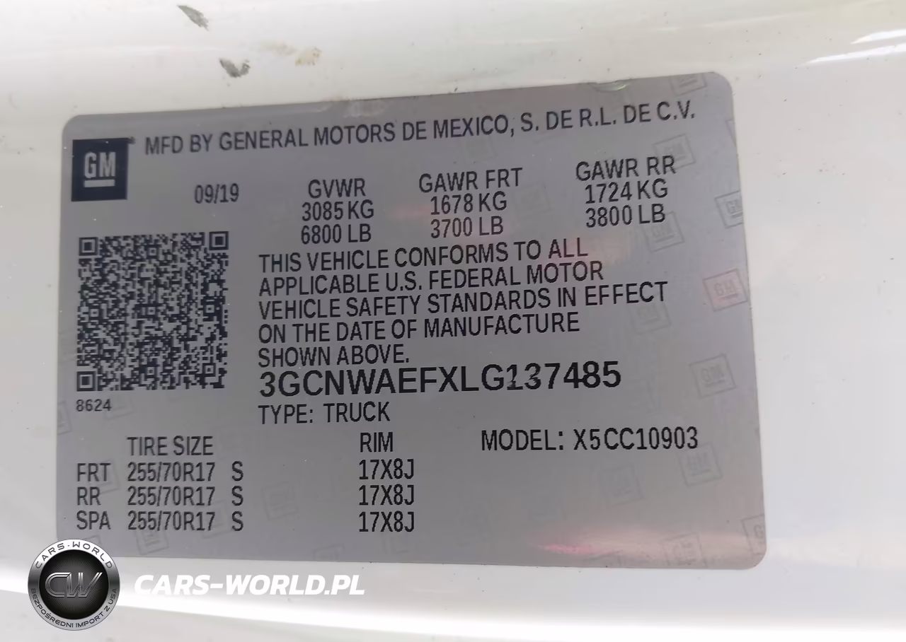 2020 Chevrolet Silverado 1500 2Wd Long Bed Wt VIN:3GCNWAEFXLG137485 - 9
