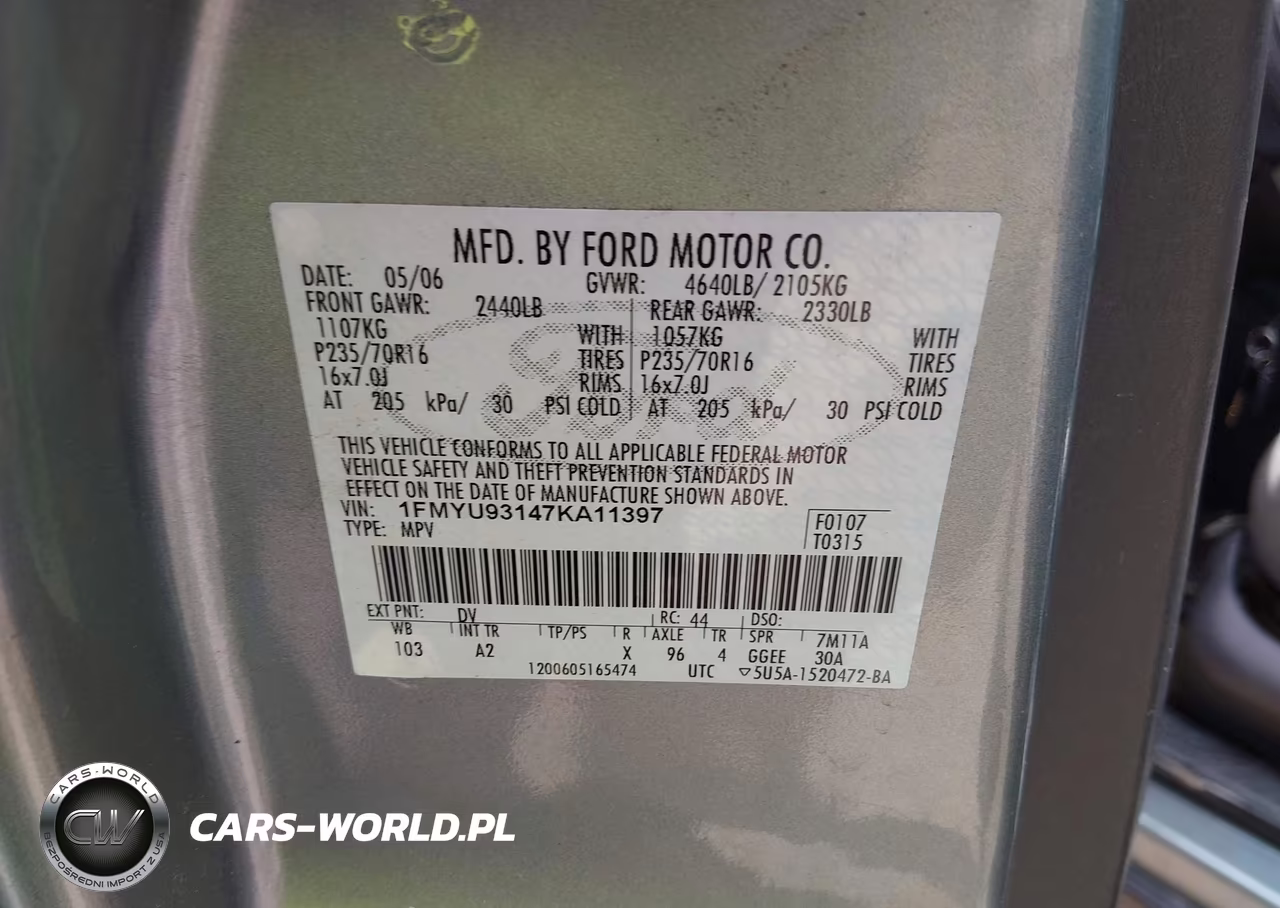 2007 Ford Escape Xlt-Xlt Sport VIN:1FMYU93147KA11397 - 9