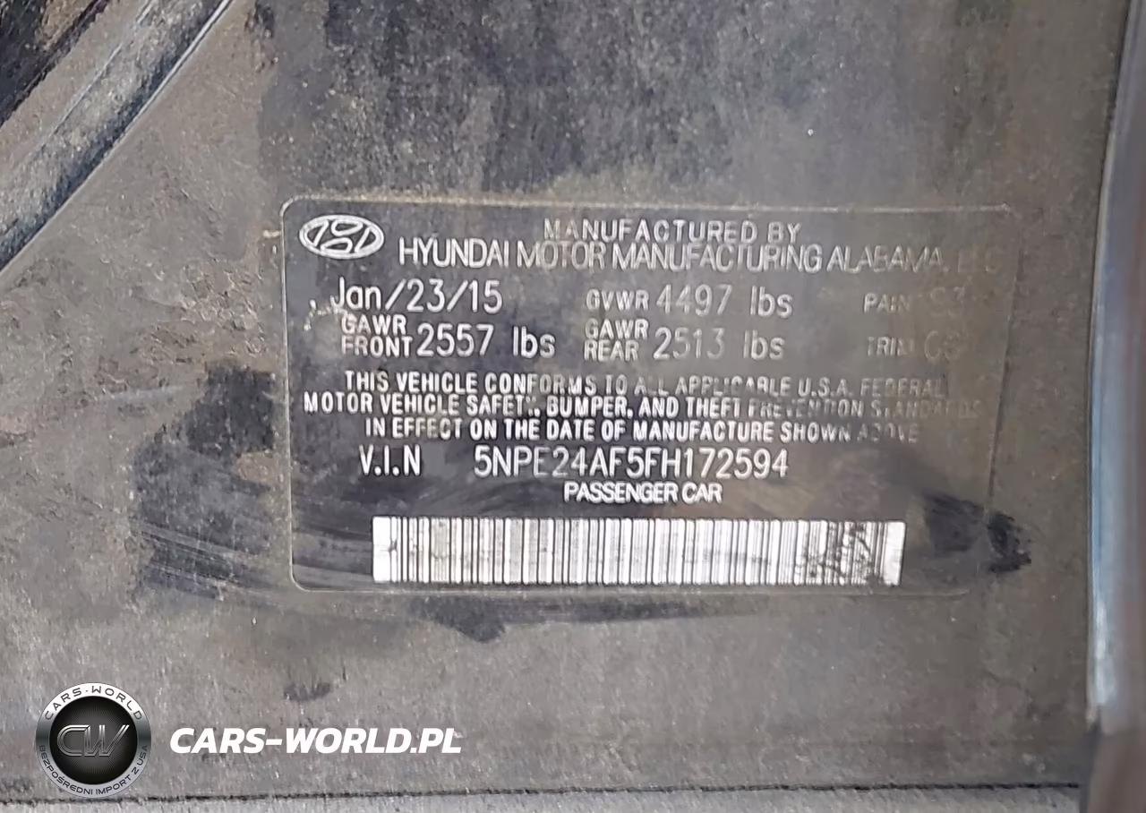 2015 Hyundai Sonata Se VIN:5NPE24AF5FH172594 - 9