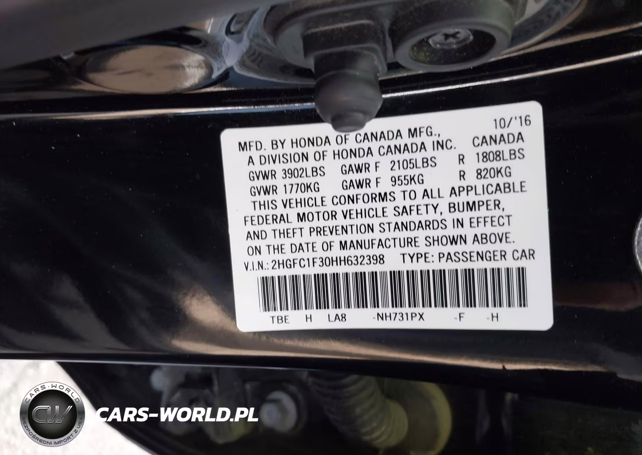 2017 Honda Civic Ex-T VIN:2HGFC1F30HH632398 - 9