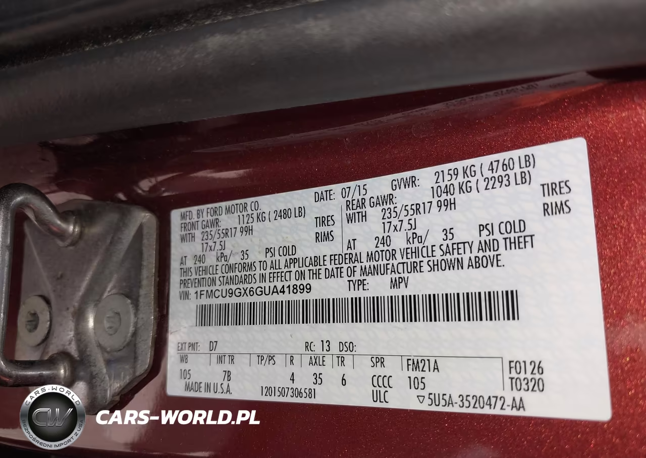 2016 Ford Escape Se VIN:1FMCU9GX6GUA41899 - 9