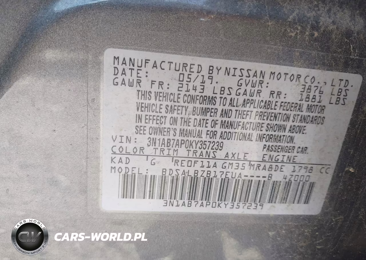2019 Nissan Sentra S VIN:3N1AB7AP0KY357239 - 9