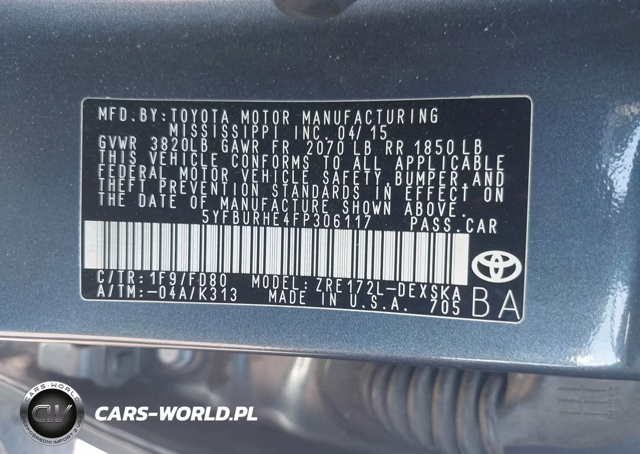 2015 Toyota Corolla S Plus VIN:5YFBURHE4FP306117 - 9