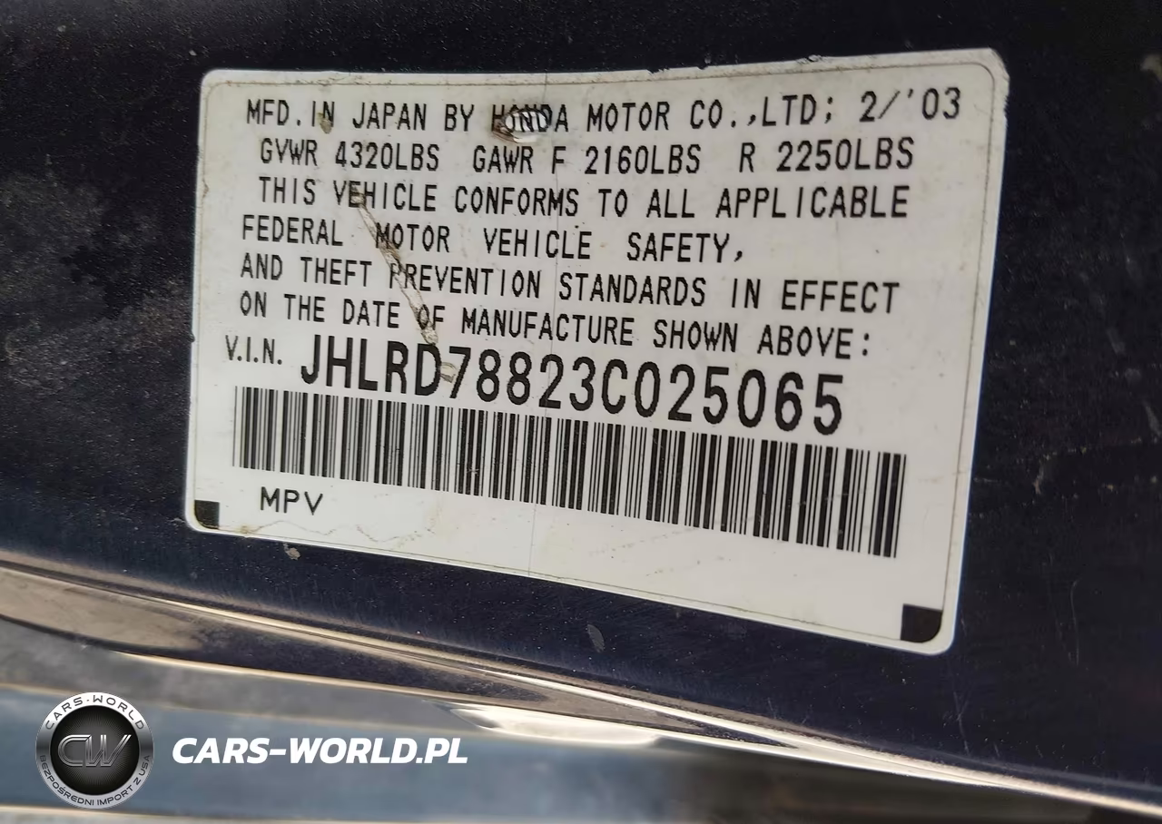 2003 Honda Cr-V Ex VIN:JHLRD78823C025065 - 9
