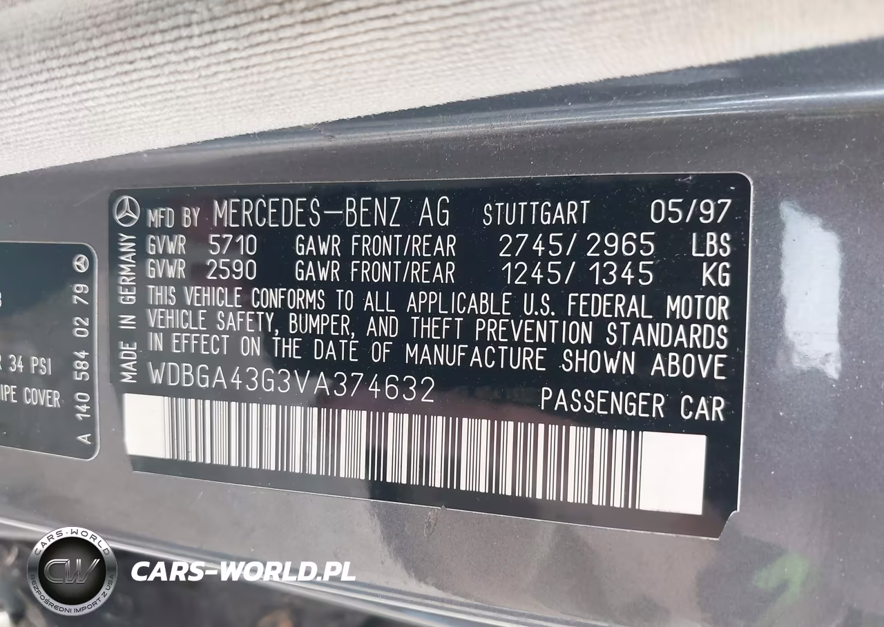 1997 Mercedes-Benz S 420 VIN:WDBGA43G3VA374632 - 9