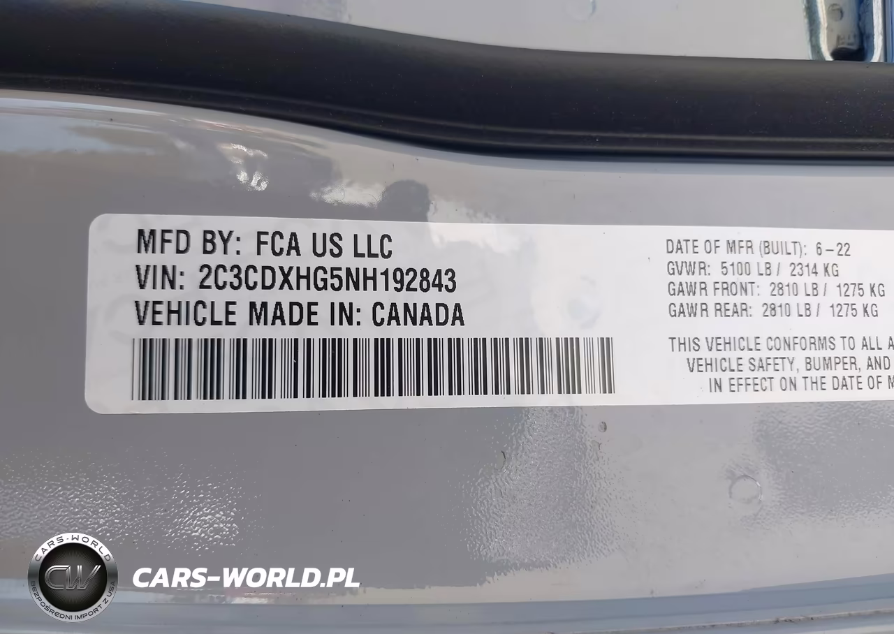 2022 Dodge Charger Gt Rwd VIN:2C3CDXHG5NH192843 - 9