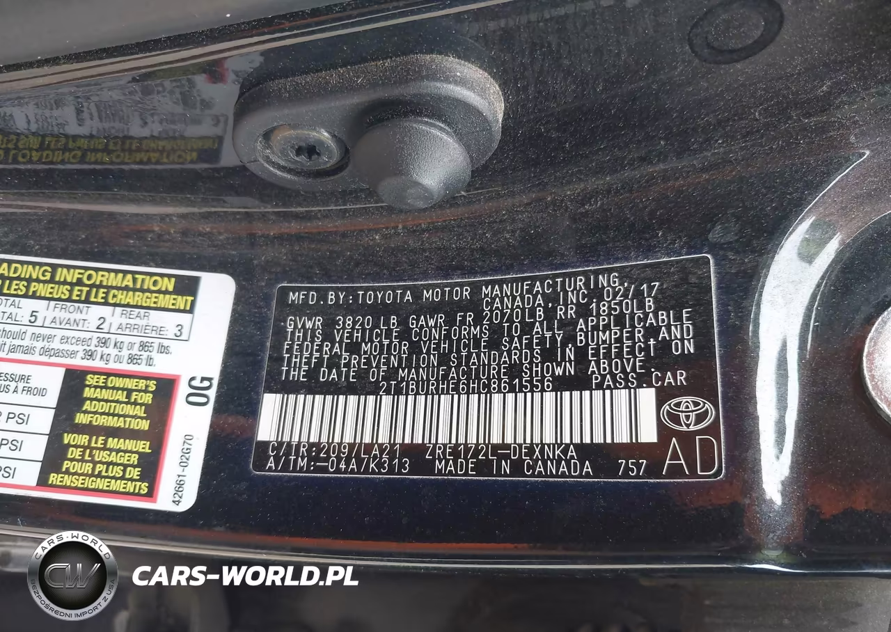 2017 Toyota Corolla Xle VIN:2T1BURHE6HC861556 - 9