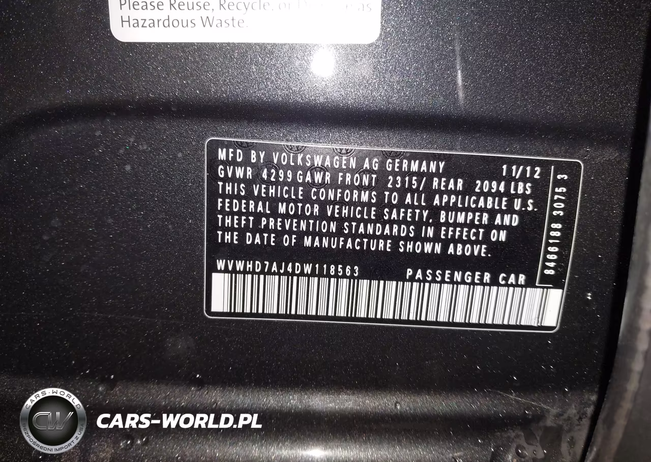 2013 Volkswagen Gti 4-Door VIN:WVWHD7AJ4DW118563 - 9