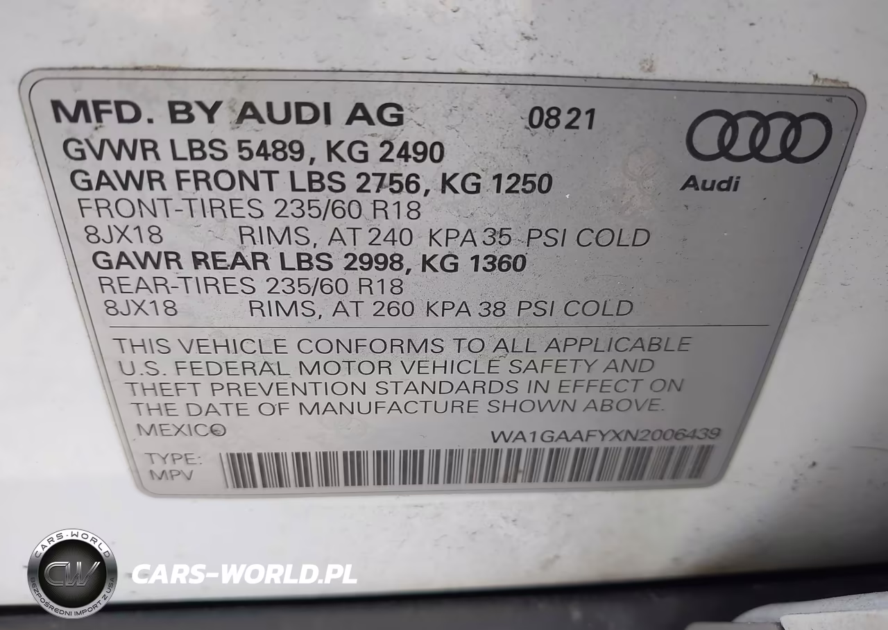 2022 Audi Q5 Premium 45 Tfsi S Line Quattro S Tronic VIN:WA1GAAFYXN2006439 - 9