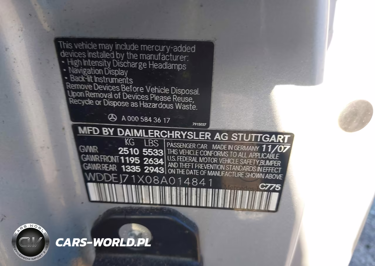 2008 Mercedes-Benz Cl 550 VIN:WDDEJ71X08A014841 - 9