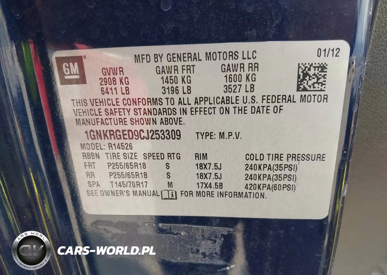 2012 Chevrolet Traverse 1Lt VIN:1GNKRGED9CJ253309 - 9