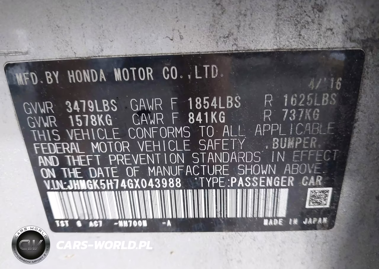 2016 Honda Fit Ex VIN:JHMGK5H74GX043988 - 9