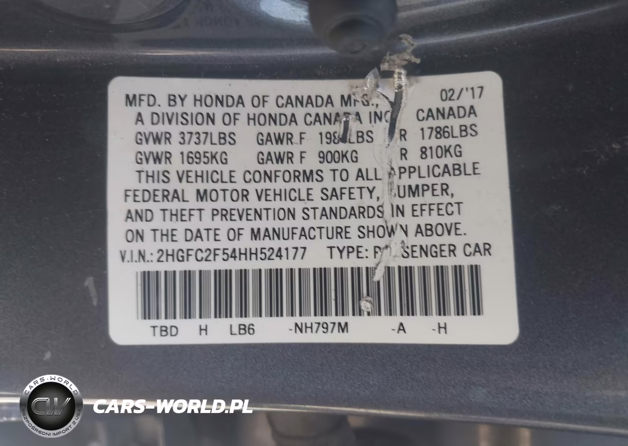 2017 Honda Civic Lx VIN:2HGFC2F54HH524177 - 9
