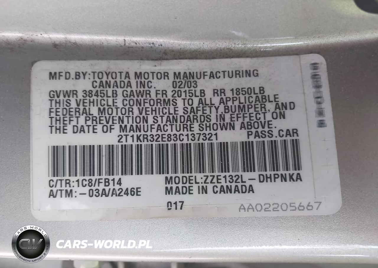 2003 Toyota Matrix Xr VIN:2T1KR32E83C137321 - 9