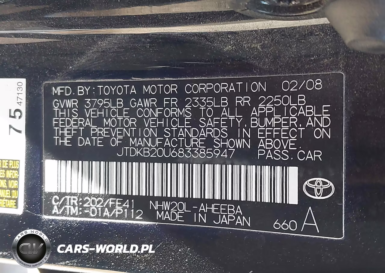 2008 Toyota Prius VIN:JTDKB20U683385947 - 9