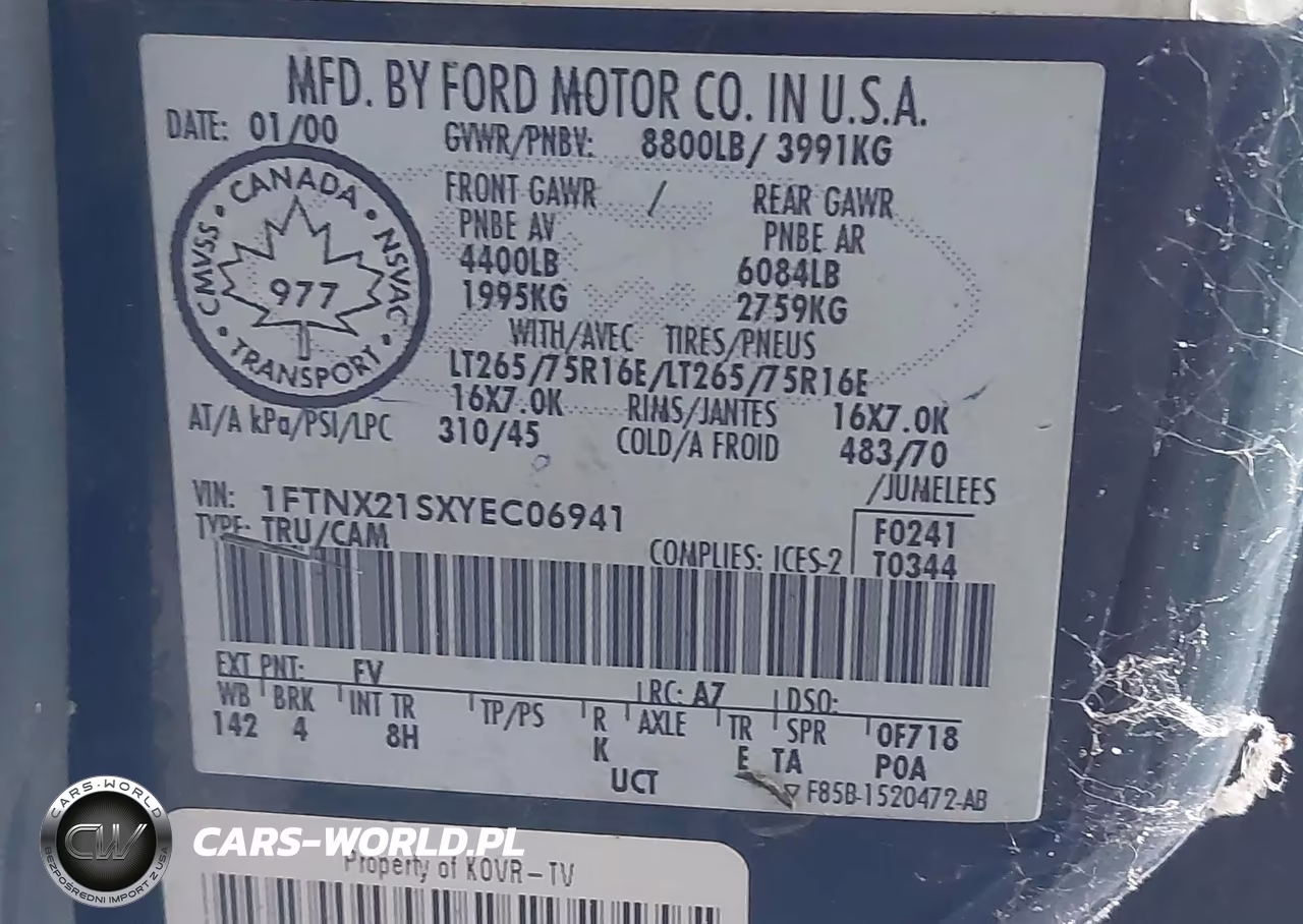 2000 Ford F-250 Lariat-Xl-Xlt VIN:1FTNX21SXYEC06941 - 9
