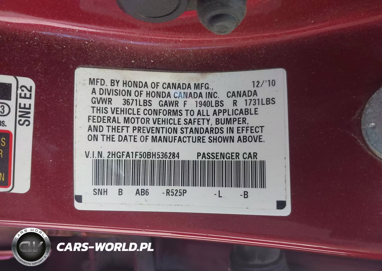 2011 Honda Civic Lx VIN:2HGFA1F50BH536284 - 9