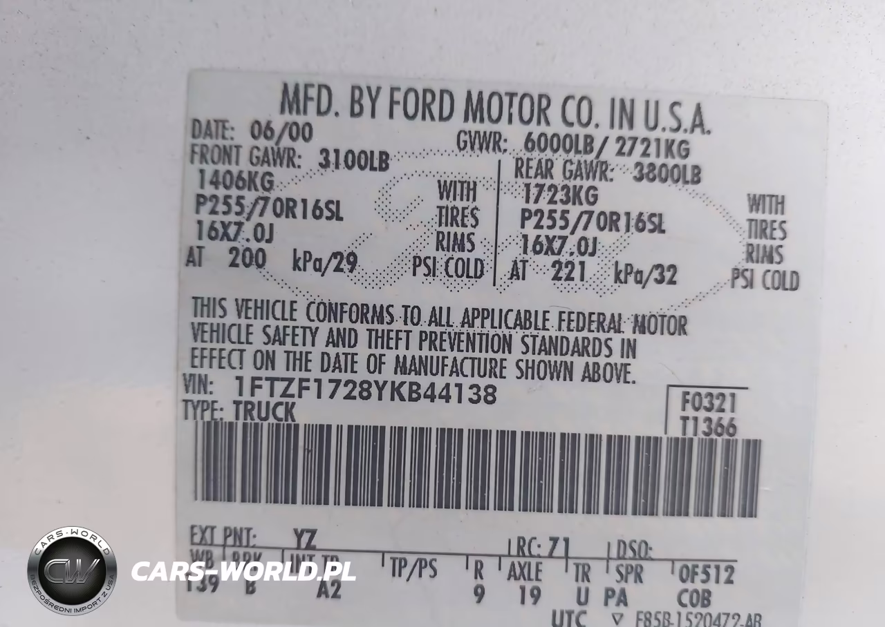 2000 Ford F-150 Work Series-Xl-Xlt VIN:1FTZF1728YKB44138 - 9