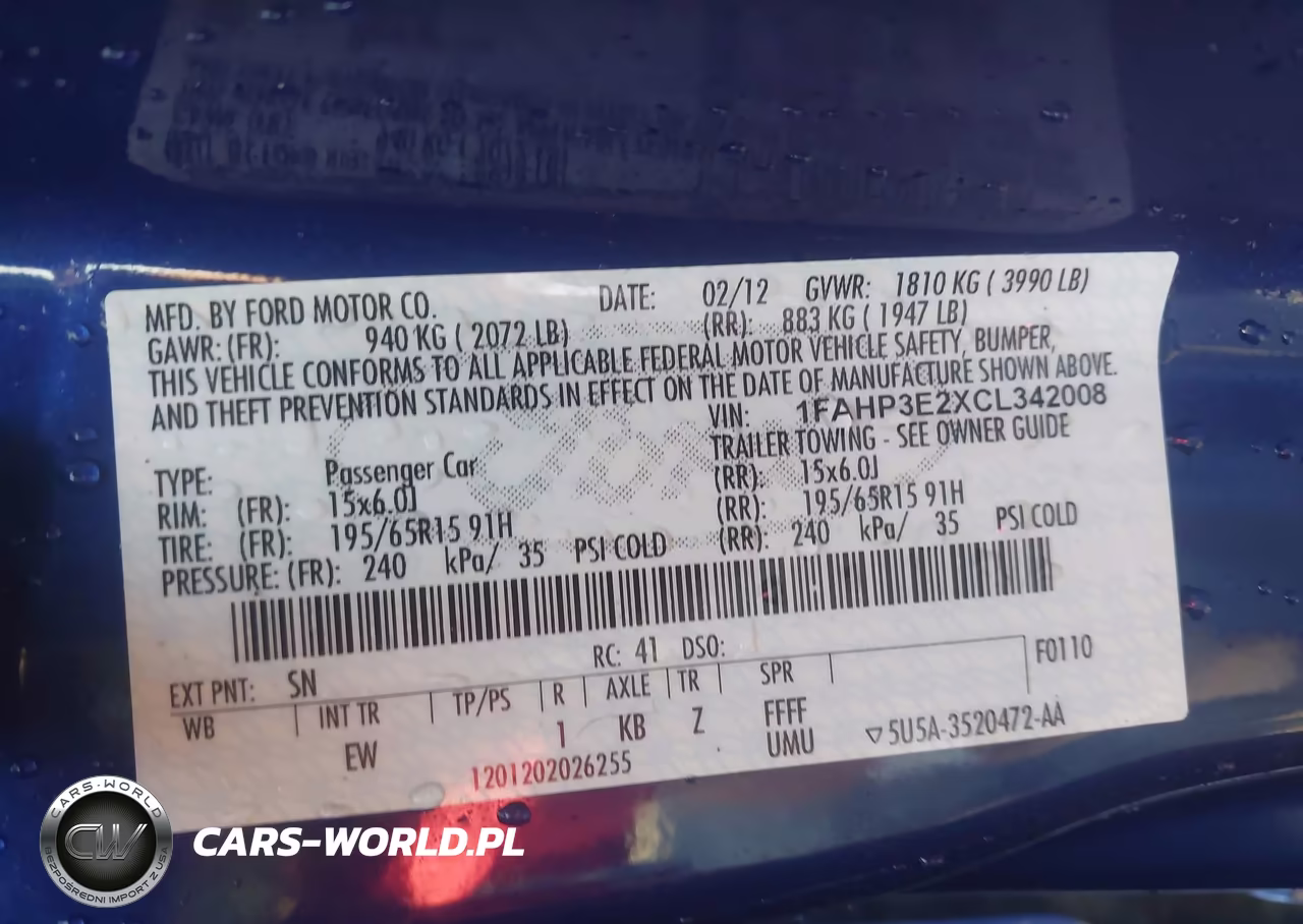 2012 Ford Focus S VIN:1FAHP3E2XCL342008 - 9