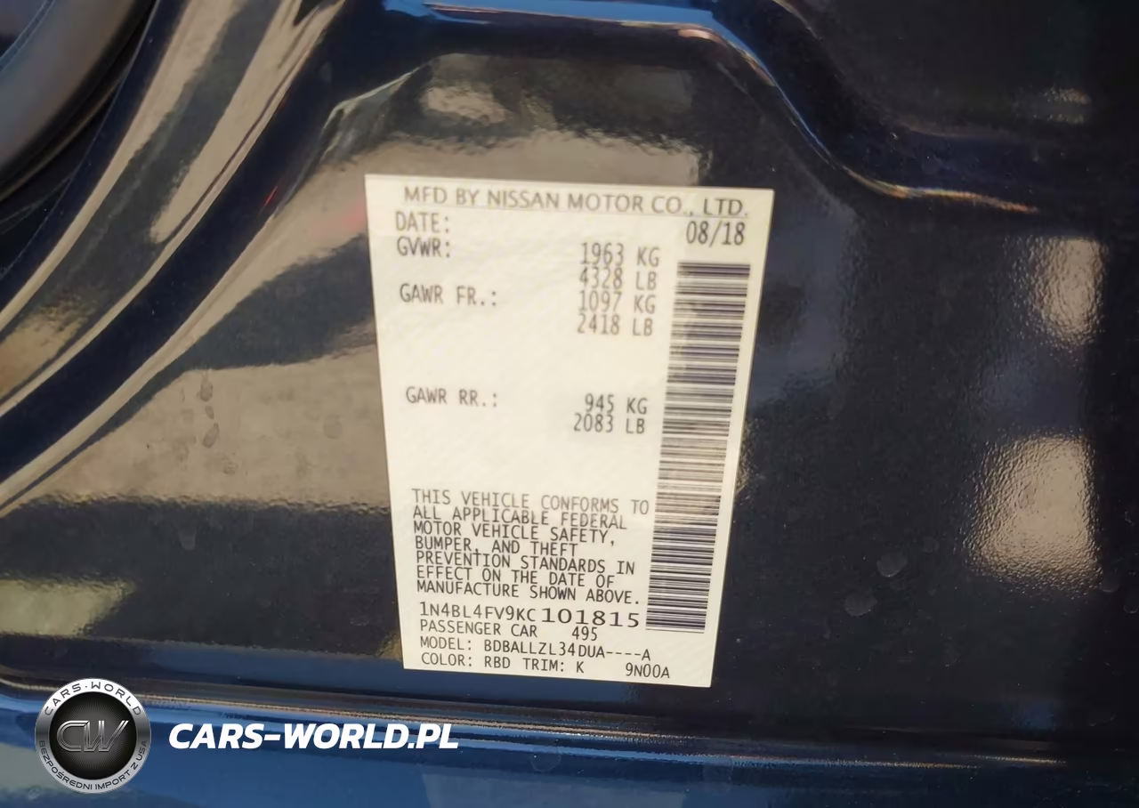 2019 Nissan Altima 2.5 Platinum VIN:1N4BL4FV9KC101815 - 9