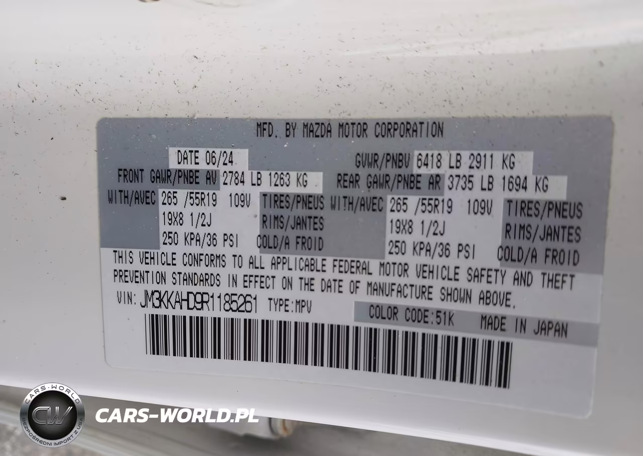 2024 Mazda Cx-90 3.3 Turbo Select VIN:JM3KKAHD9R1185261 - 9