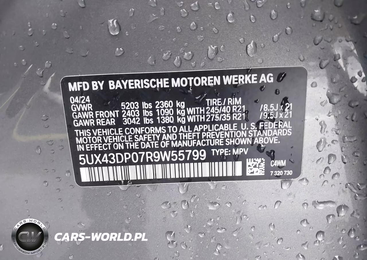 2024 BMW X3 Sdrive30I VIN:5UX43DP07R9W55799 - 9