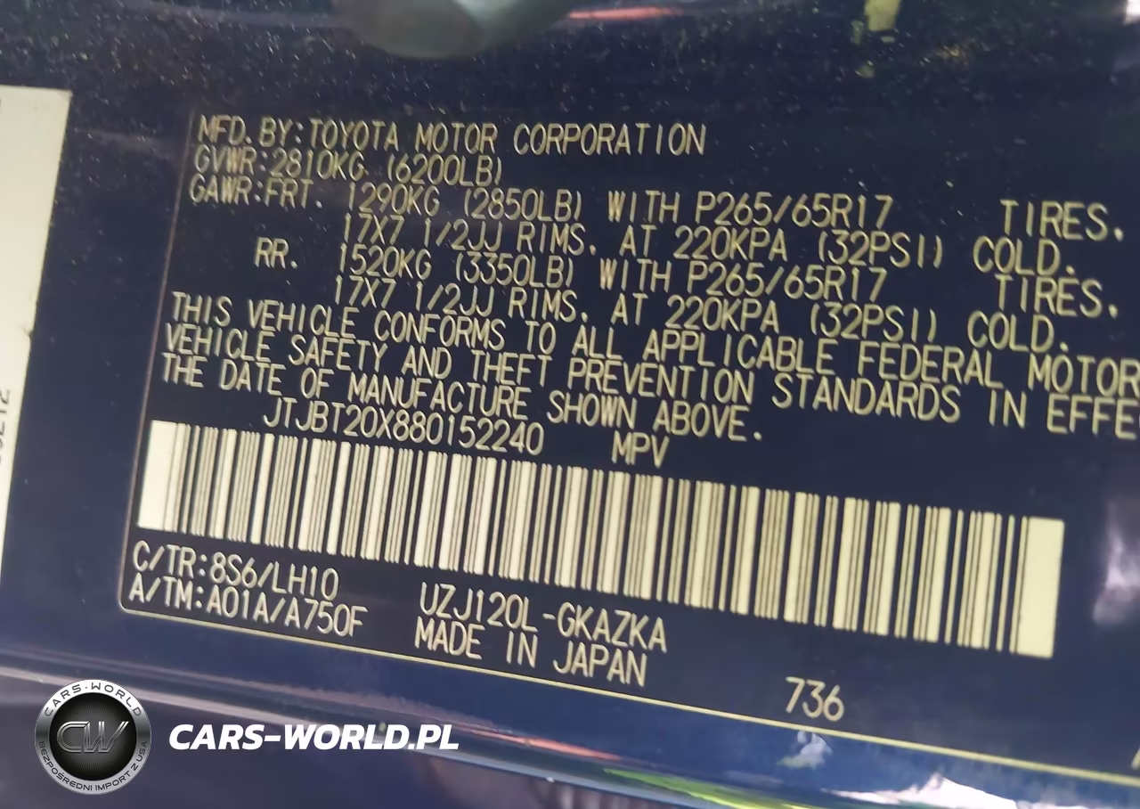 2008 Lexus Gx 470 VIN:JTJBT20X880152240 - 9
