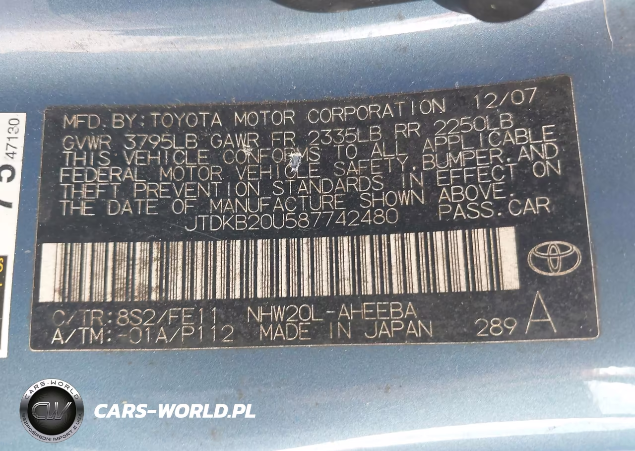 2008 Toyota Prius VIN:JTDKB20U587742480 - 9