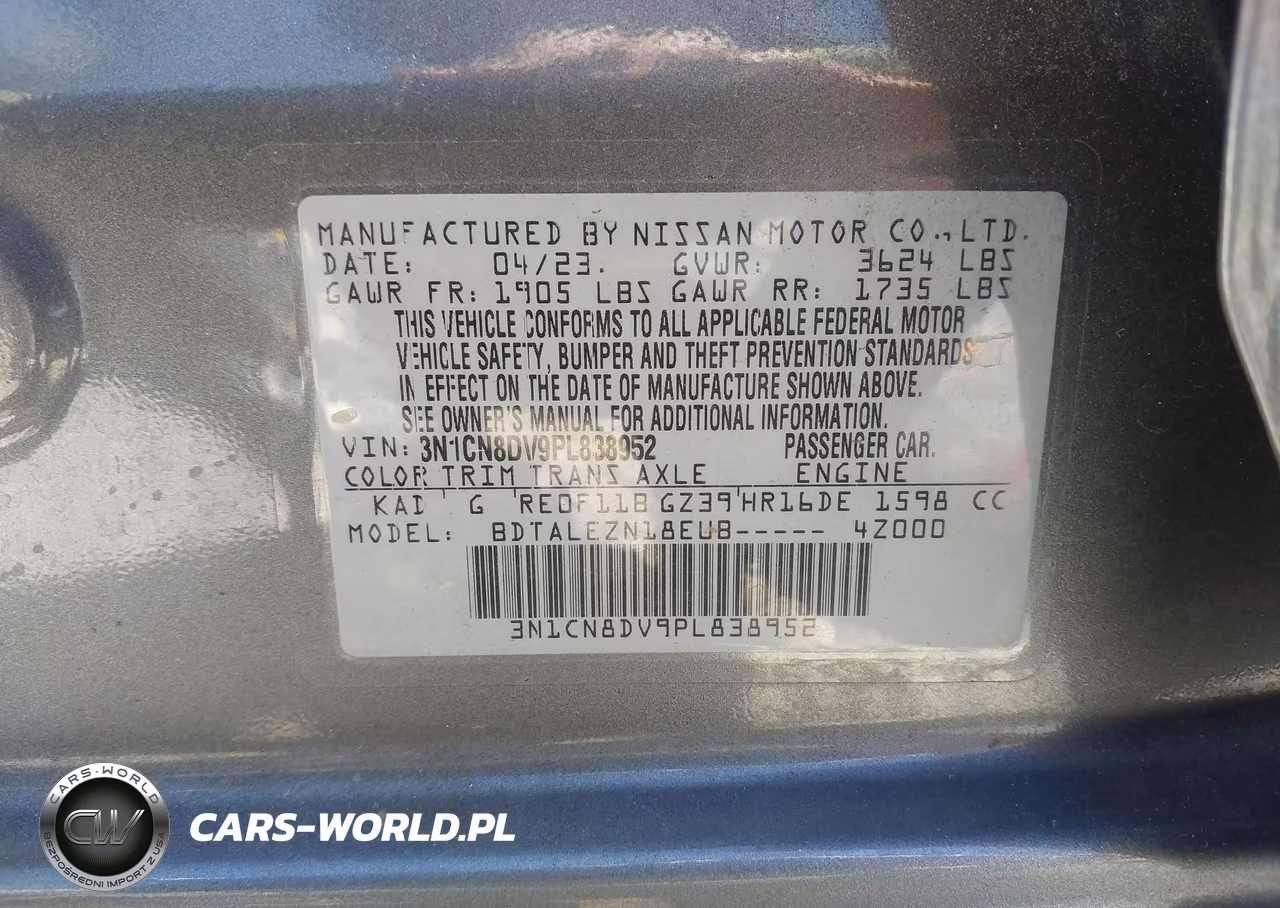2023 Nissan Versa 1.6 S Xtronic Cvt VIN:3N1CN8DV9PL838952 - 9